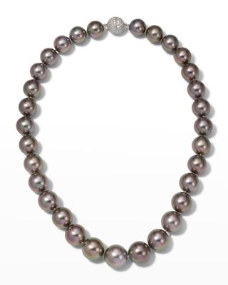 White Gold Tahitian 11-14mm Pearl Necklace, 16"L