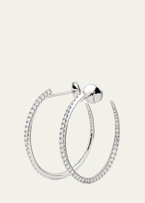 White Gold Twisted Creole Hoop 30MM Earrings with Diamonds