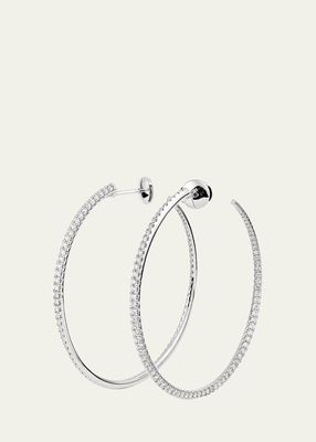 White Gold Twisted Creole Hoop 45MM Earrings with Diamonds