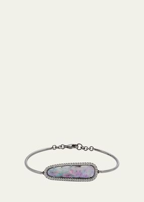 White Gold with Black Rhodium Bracelet with Diamonds and Opal