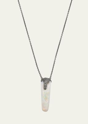 White Gold with Black Rhodium Pendant with Opal and Black Diamonds