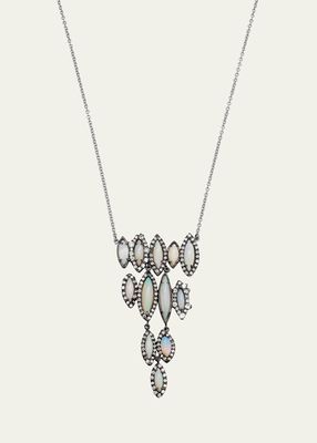 White Gold with Black Rhodium Pendant with Opal and Diamonds