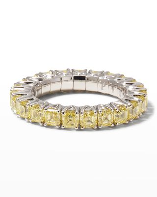 White Gold Xpandable Emerald-Cut Yellow Diamond Band, Size 6.5-12.5
