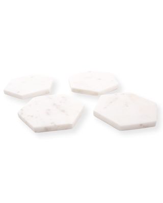 White Marble Hexagon Coasters, Set of 4