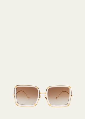 White Moon Mixed-Media Square Sunglasses