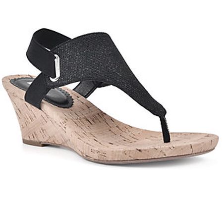White Mountain Cork Wedge Thong Sandals - All G ood