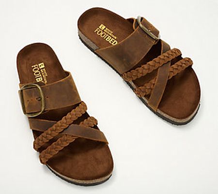 White Mountain Leather Buckle Slide Sandals - Healing