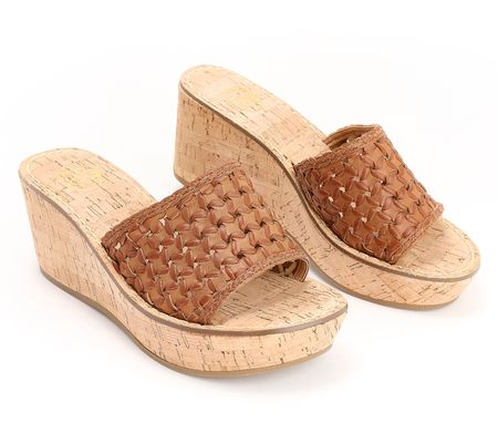 White Mountain Woven Slide Wedges-Charges