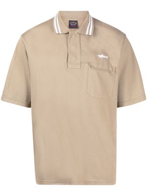 White Mountaineering logo-embroidered cotton polo shirt - Brown