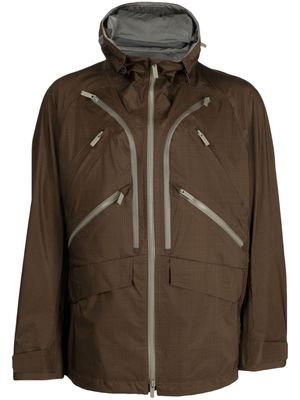 White Mountaineering zip-up plaid hooded jacket - Brown