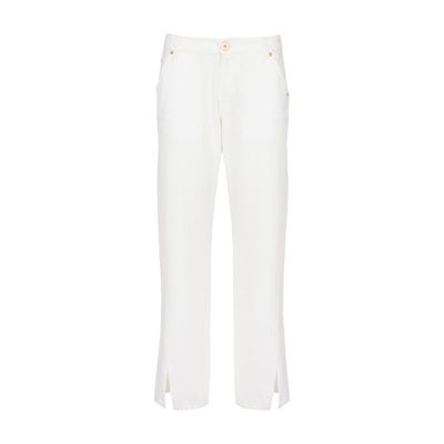 White straight-cut denim jeans