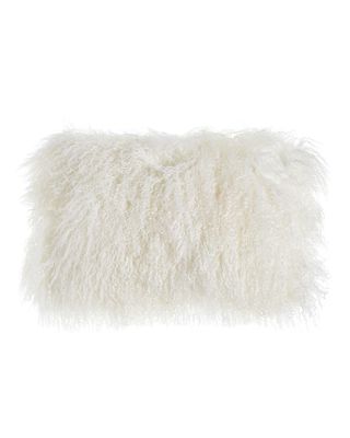 White Tibetan Lamb Pillow, 20" x 12"