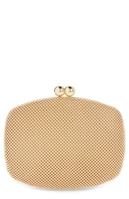 Whiting & Davis Kennedy Crystal Minaudière in Gold