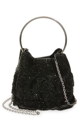 Whiting & Davis Soleil Ruffle Crystal Bucket Bag in Black Crystal
