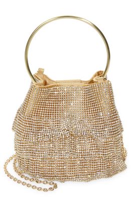 Whiting & Davis Soleil Ruffle Crystal Bucket Bag in Gold Crystal