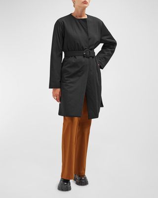 Whitney Belted Side-Slit Wool Coat
