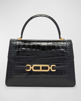 Whitney Medium Croc-Embossed Top-Handle Bag