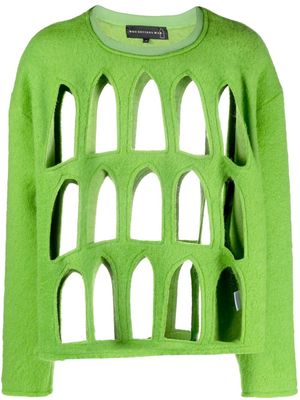 Who Decides War cut-out felted jumper - Green