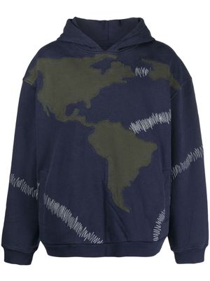Who Decides War decorative-stitching cotton hoodie - Blue
