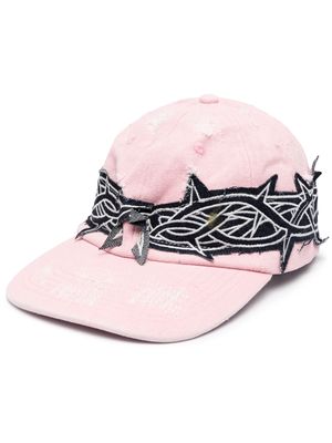 Who Decides War distressed patch-worked cap - Pink