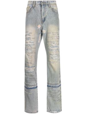 Who Decides War distressed straight-leg jeans - Blue