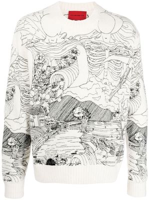 Who Decides War Duality embroidered knit jumper - Neutrals