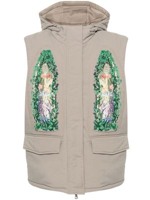 Who Decides War embroidered-design hooded gilet - Green