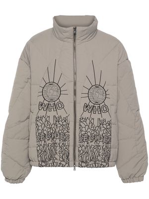 Who Decides War embroidered zip-up bomber jacket - Grey