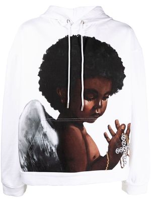 Who Decides War graphic-print drawstring hoodie - White