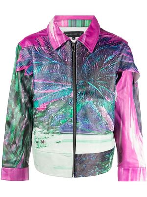 Who Decides War graphic-print leather jacket - Pink