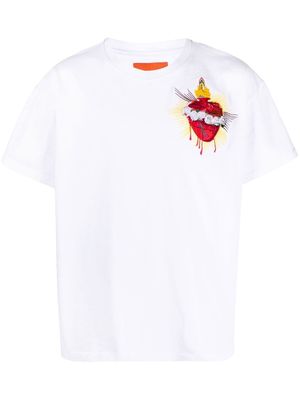 Who Decides War heart-patch short-sleeved T-shirt - White