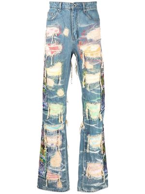 Who Decides War patchwork distressed jeans - Blue