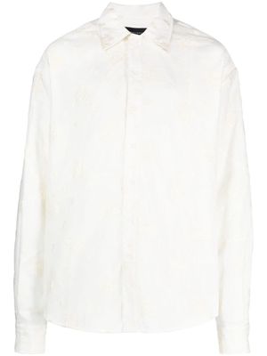 Who Decides War patterned jacquard linen shirt - White