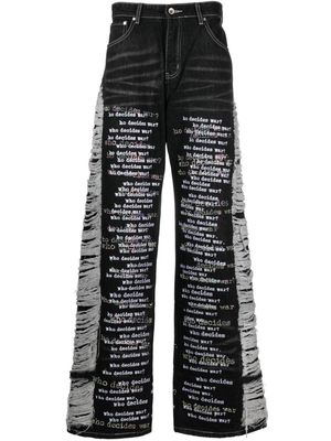 Who Decides War Ultra Flare Scripture wide-leg jeans - Black