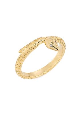 Wholeness Snake 18K Yellow Gold & 0.01 TCW Diamond Engraved Bookend Band