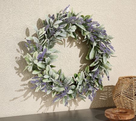 Wicker Park 24" Faux Lavender and Lamb's Ear Wreath