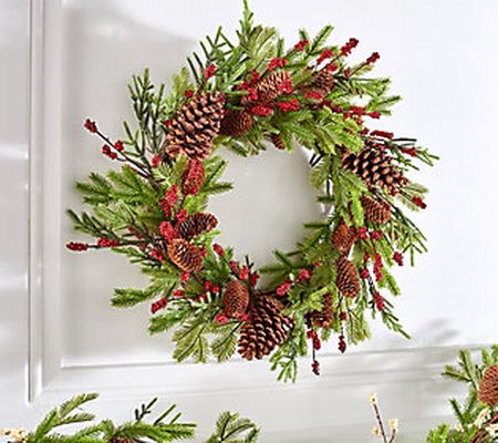 Wicker Park 24" Unlit Berry and Pinecone Wreath