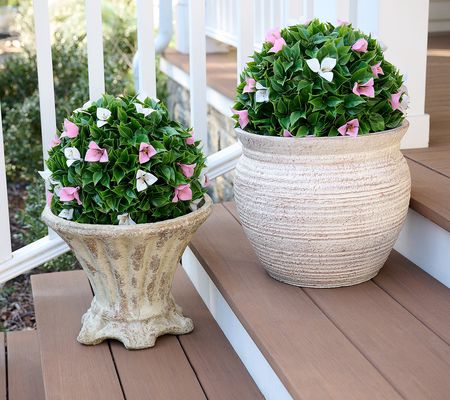 Wicker Park Set of 2 Faux Bougainvillea 13" Spheres