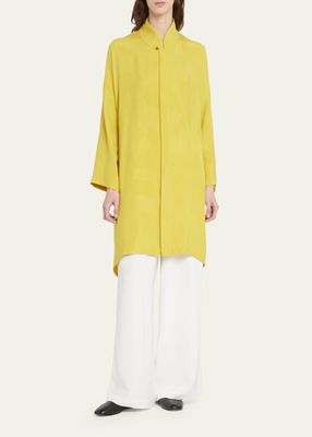 Wide Aline Shirt With Chinese Collar Very Long With Slits