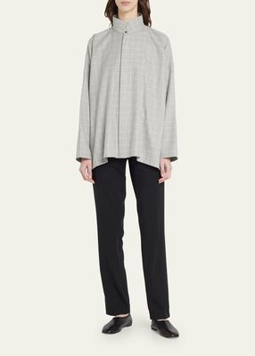 Wide Aline Shirt With Double Stand Collar Mid Plus