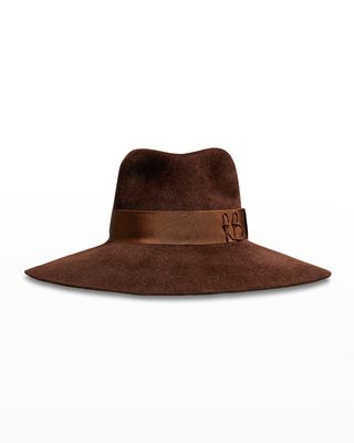 Wide-Brim Felt Fedora Hat