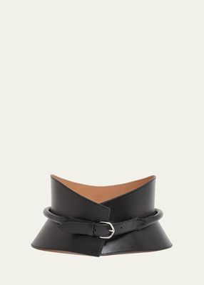 Wide Bustier Leather Buckle Belt