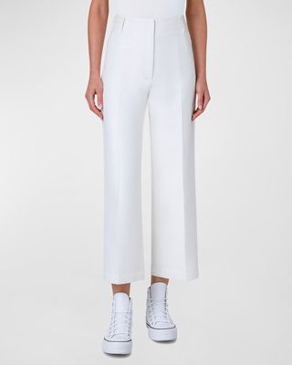 Wide-Leg Crop Cotton Twill Pants