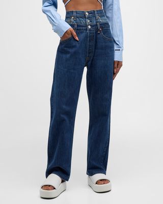 Wide-Leg Double-Waist Jeans