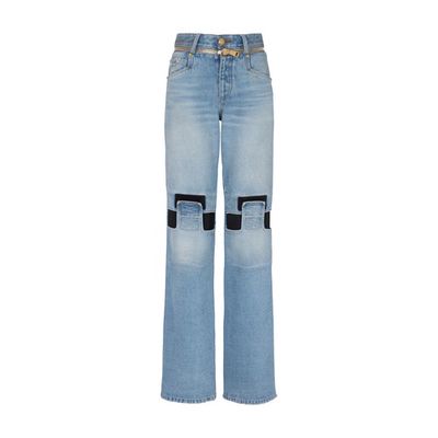Wide-leg jeans with technical panel