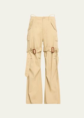 Wide-Leg Trench Cargo Pants