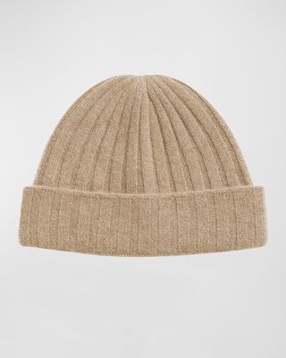 Wide-Ribbed Cashmere Beanie