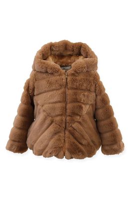 Widgeon Cozy Faux Fur Hooded Jacket in Chocolate Clair