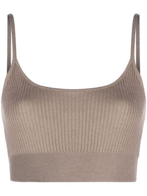 Wild Cashmere Carmen ribbed-knit crop top - Brown