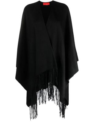 Wild Cashmere Clata fringed wool cape - Black